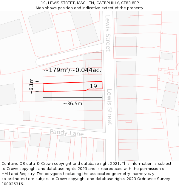 19, LEWIS STREET, MACHEN, CAERPHILLY, CF83 8PP: Plot and title map