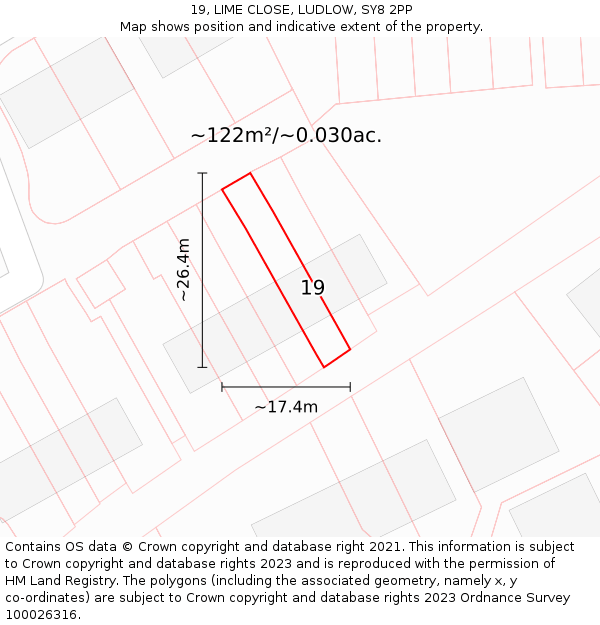 19, LIME CLOSE, LUDLOW, SY8 2PP: Plot and title map