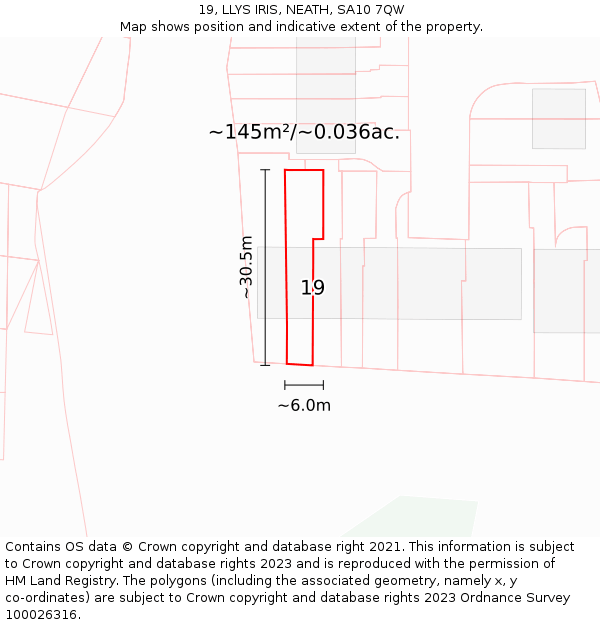 19, LLYS IRIS, NEATH, SA10 7QW: Plot and title map