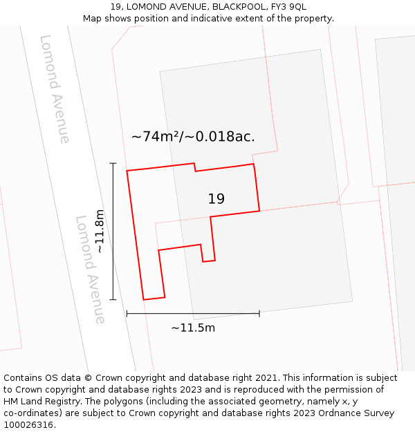 19, LOMOND AVENUE, BLACKPOOL, FY3 9QL: Plot and title map