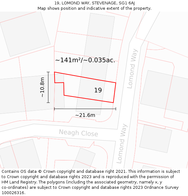 19, LOMOND WAY, STEVENAGE, SG1 6AJ: Plot and title map