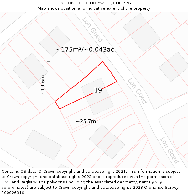 19, LON GOED, HOLYWELL, CH8 7PG: Plot and title map