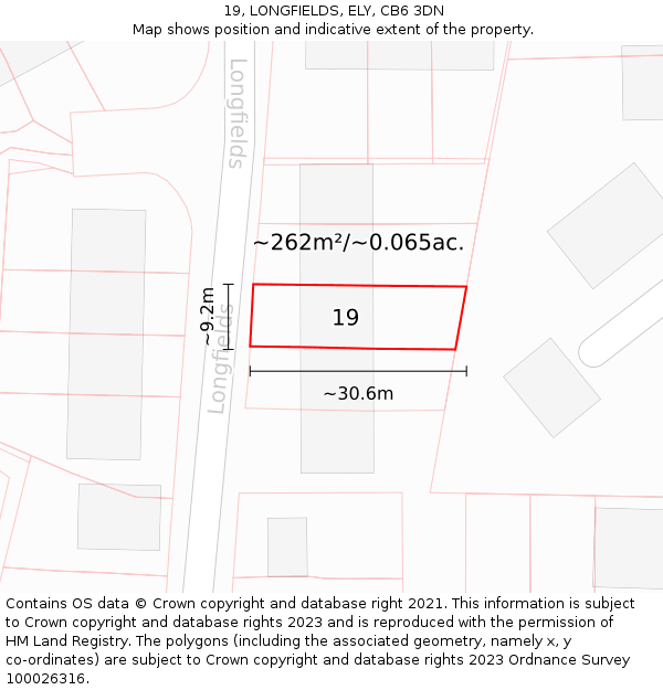 19, LONGFIELDS, ELY, CB6 3DN: Plot and title map