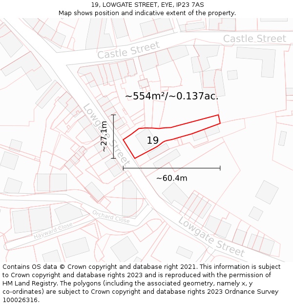 19, LOWGATE STREET, EYE, IP23 7AS: Plot and title map