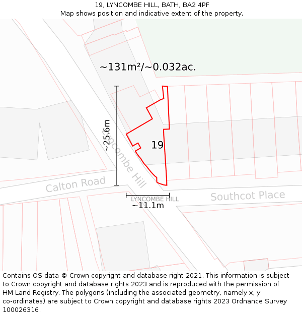 19, LYNCOMBE HILL, BATH, BA2 4PF: Plot and title map