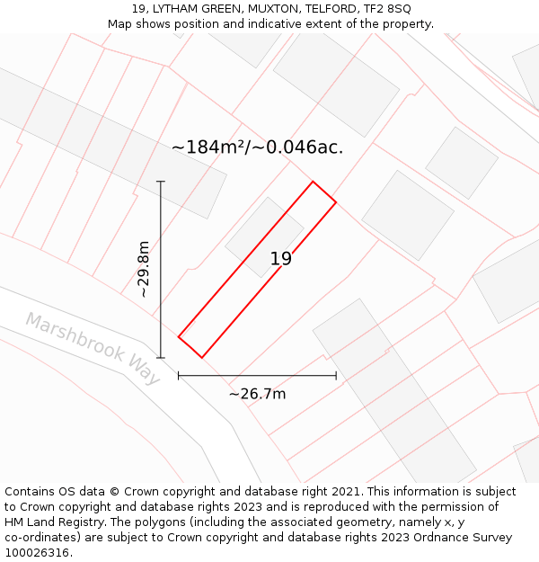 19, LYTHAM GREEN, MUXTON, TELFORD, TF2 8SQ: Plot and title map