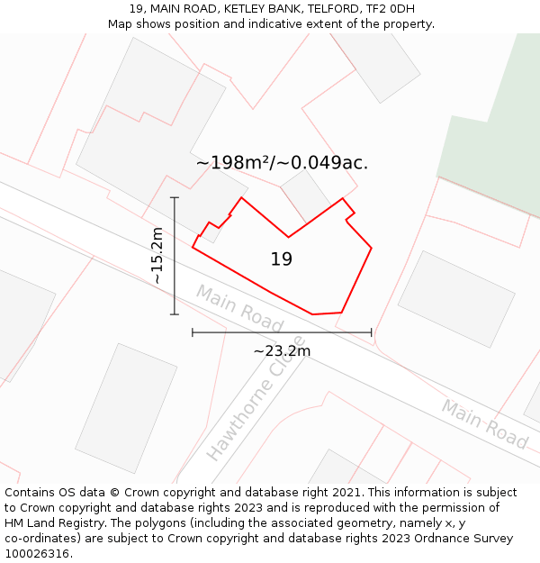 19, MAIN ROAD, KETLEY BANK, TELFORD, TF2 0DH: Plot and title map