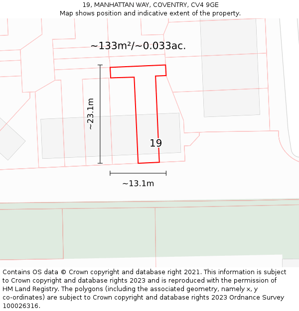 19, MANHATTAN WAY, COVENTRY, CV4 9GE: Plot and title map