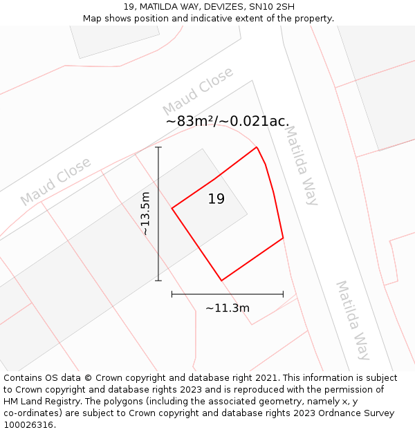 19, MATILDA WAY, DEVIZES, SN10 2SH: Plot and title map