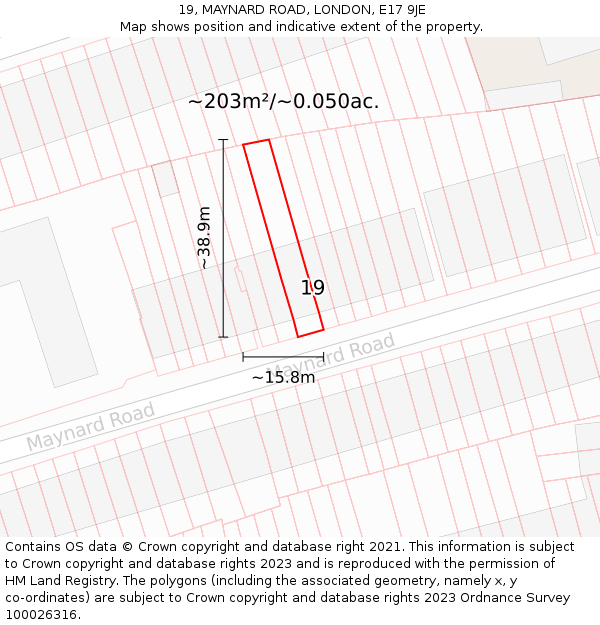 19, MAYNARD ROAD, LONDON, E17 9JE: Plot and title map
