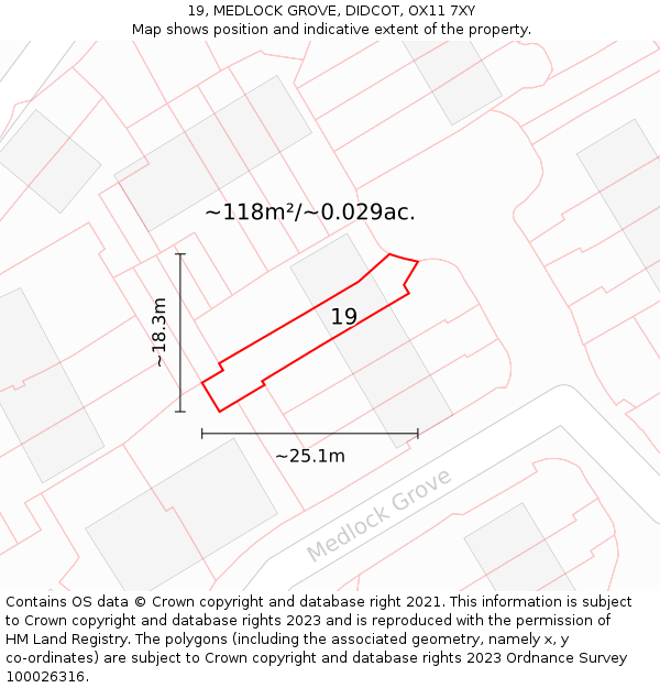 19, MEDLOCK GROVE, DIDCOT, OX11 7XY: Plot and title map