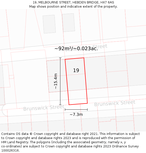 19, MELBOURNE STREET, HEBDEN BRIDGE, HX7 6AS: Plot and title map