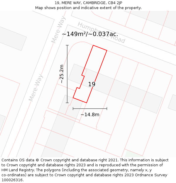 19, MERE WAY, CAMBRIDGE, CB4 2JP: Plot and title map