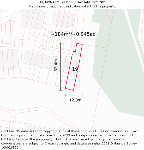 19, MONARCH CLOSE, CHATHAM, ME5 7PD: Plot and title map