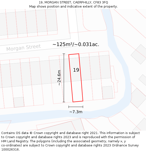19, MORGAN STREET, CAERPHILLY, CF83 3FQ: Plot and title map