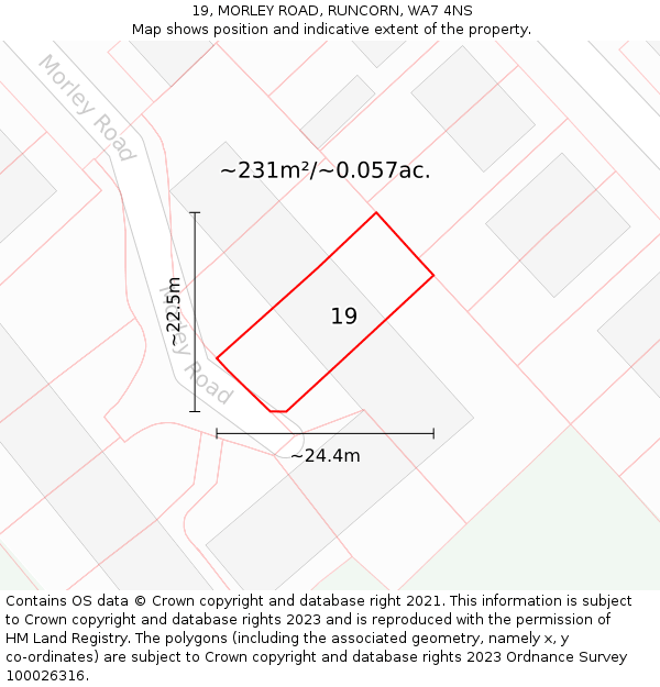 19, MORLEY ROAD, RUNCORN, WA7 4NS: Plot and title map