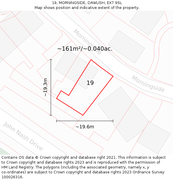 19, MORNINGSIDE, DAWLISH, EX7 9SL: Plot and title map