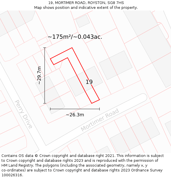 19, MORTIMER ROAD, ROYSTON, SG8 7HS: Plot and title map