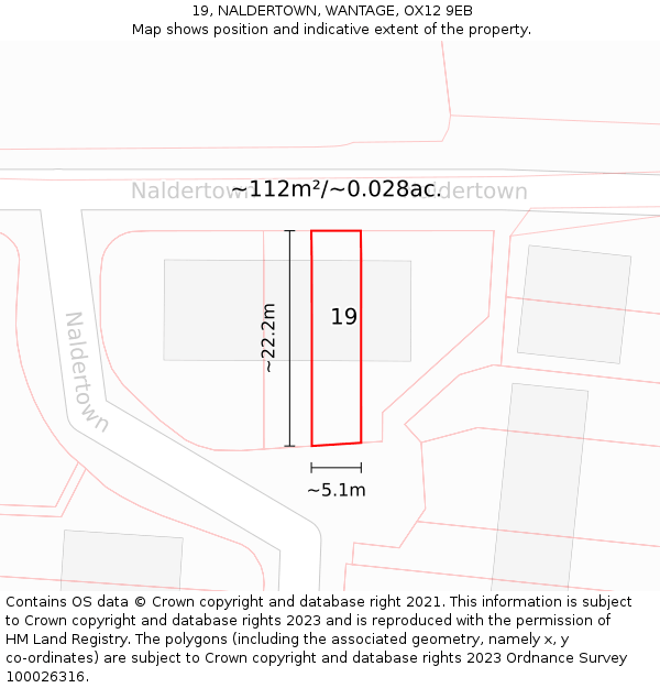 19, NALDERTOWN, WANTAGE, OX12 9EB: Plot and title map