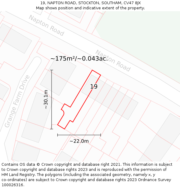 19, NAPTON ROAD, STOCKTON, SOUTHAM, CV47 8JX: Plot and title map