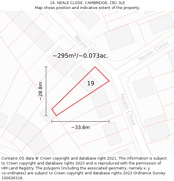 19, NEALE CLOSE, CAMBRIDGE, CB1 3LE: Plot and title map