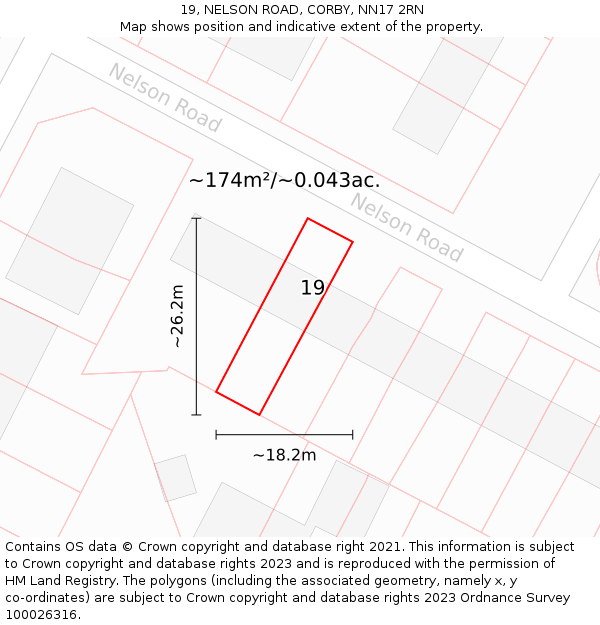 19, NELSON ROAD, CORBY, NN17 2RN: Plot and title map