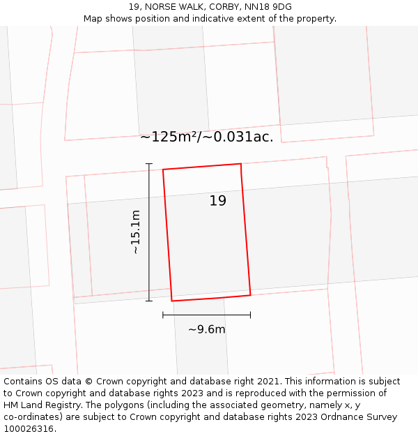 19, NORSE WALK, CORBY, NN18 9DG: Plot and title map