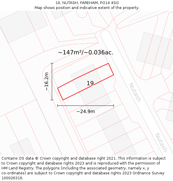 19, NUTASH, FAREHAM, PO14 4SG: Plot and title map