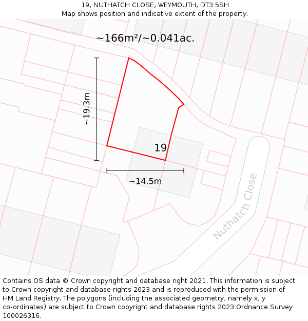 19, NUTHATCH CLOSE, WEYMOUTH, DT3 5SH: Plot and title map