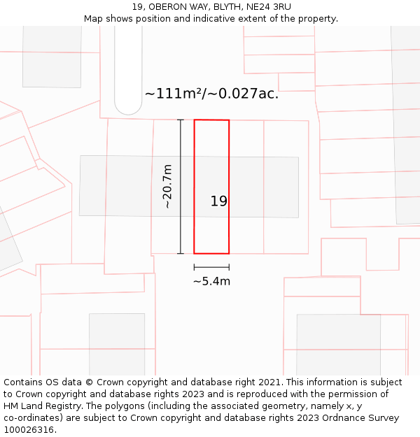19, OBERON WAY, BLYTH, NE24 3RU: Plot and title map