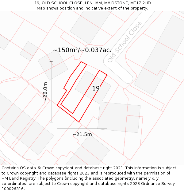 19, OLD SCHOOL CLOSE, LENHAM, MAIDSTONE, ME17 2HD: Plot and title map