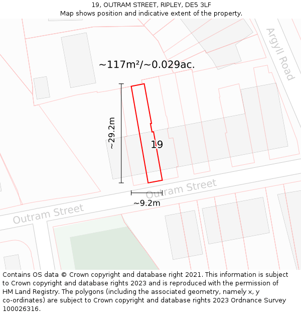 19, OUTRAM STREET, RIPLEY, DE5 3LF: Plot and title map