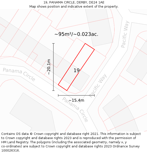19, PANAMA CIRCLE, DERBY, DE24 1AE: Plot and title map