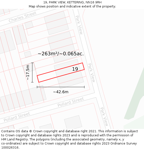 19, PARK VIEW, KETTERING, NN16 9RH: Plot and title map