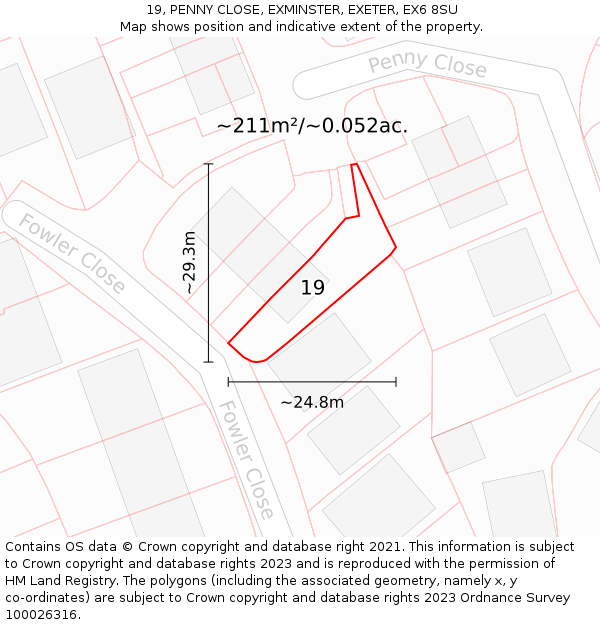 19, PENNY CLOSE, EXMINSTER, EXETER, EX6 8SU: Plot and title map