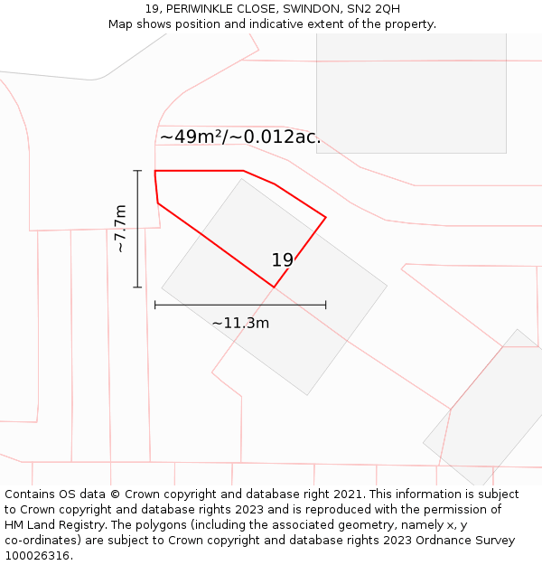 19, PERIWINKLE CLOSE, SWINDON, SN2 2QH: Plot and title map