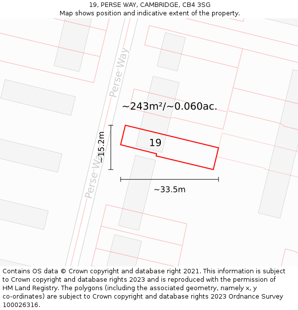 19, PERSE WAY, CAMBRIDGE, CB4 3SG: Plot and title map