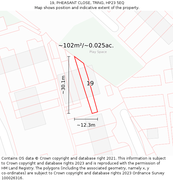 19, PHEASANT CLOSE, TRING, HP23 5EQ: Plot and title map