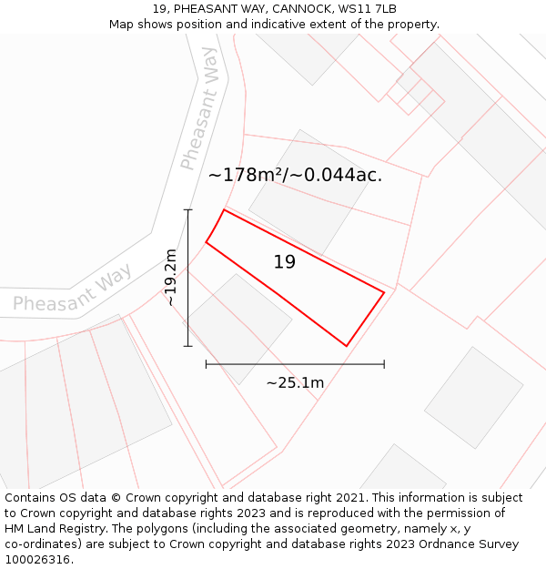 19, PHEASANT WAY, CANNOCK, WS11 7LB: Plot and title map