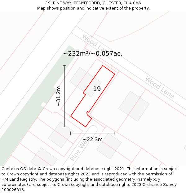 19, PINE WAY, PENYFFORDD, CHESTER, CH4 0AA: Plot and title map