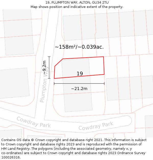 19, PLUMPTON WAY, ALTON, GU34 2TU: Plot and title map