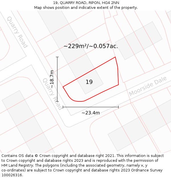 19, QUARRY ROAD, RIPON, HG4 2NN: Plot and title map