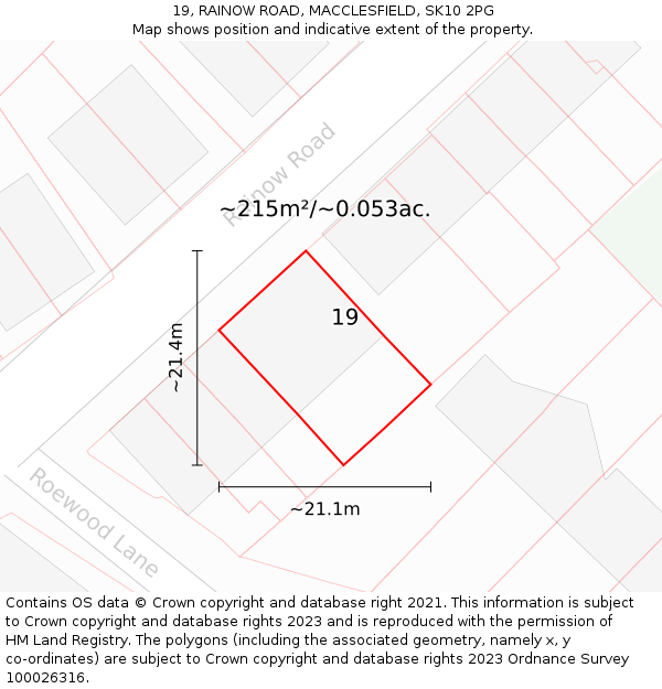 19, RAINOW ROAD, MACCLESFIELD, SK10 2PG: Plot and title map