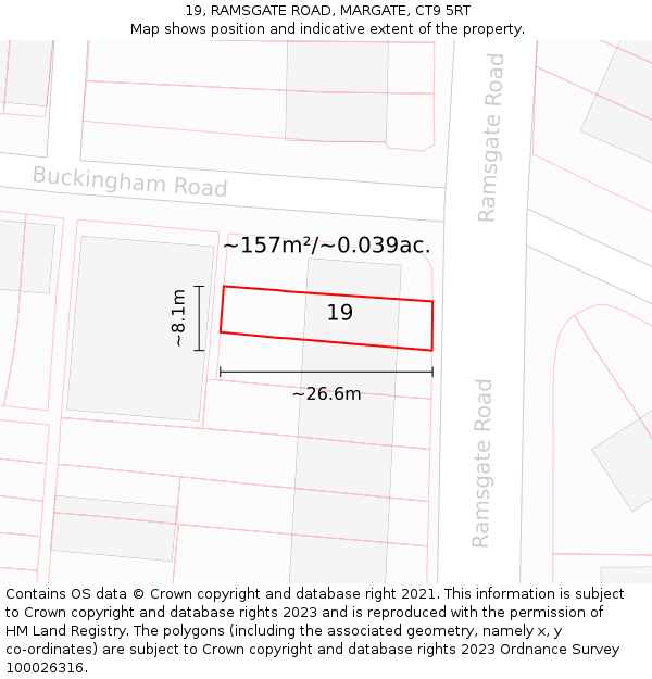 19, RAMSGATE ROAD, MARGATE, CT9 5RT: Plot and title map