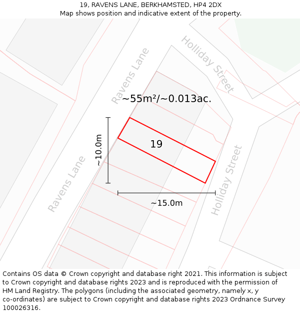 19, RAVENS LANE, BERKHAMSTED, HP4 2DX: Plot and title map