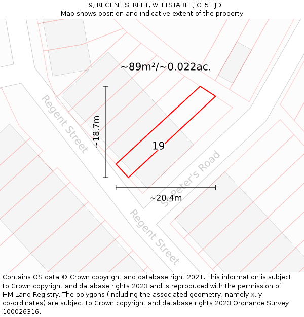 19, REGENT STREET, WHITSTABLE, CT5 1JD: Plot and title map