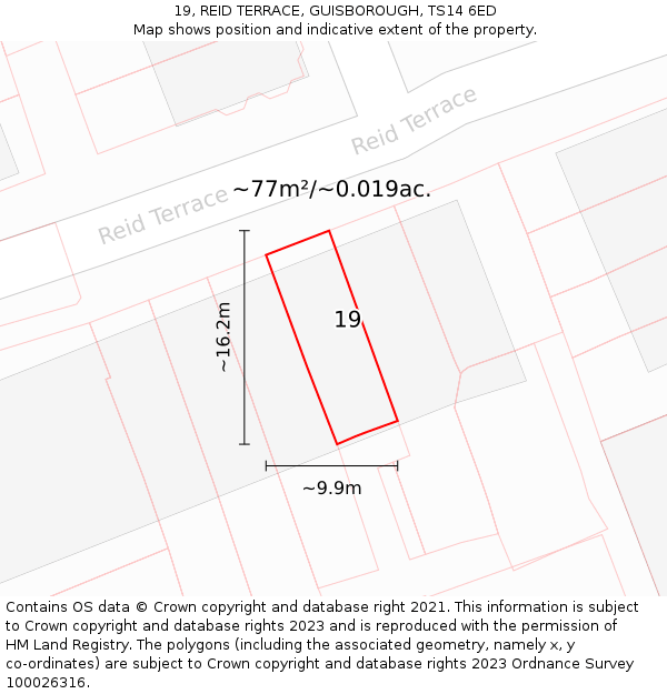19, REID TERRACE, GUISBOROUGH, TS14 6ED: Plot and title map