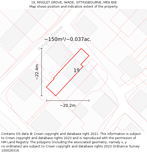 19, RINGLET GROVE, IWADE, SITTINGBOURNE, ME9 8XE: Plot and title map