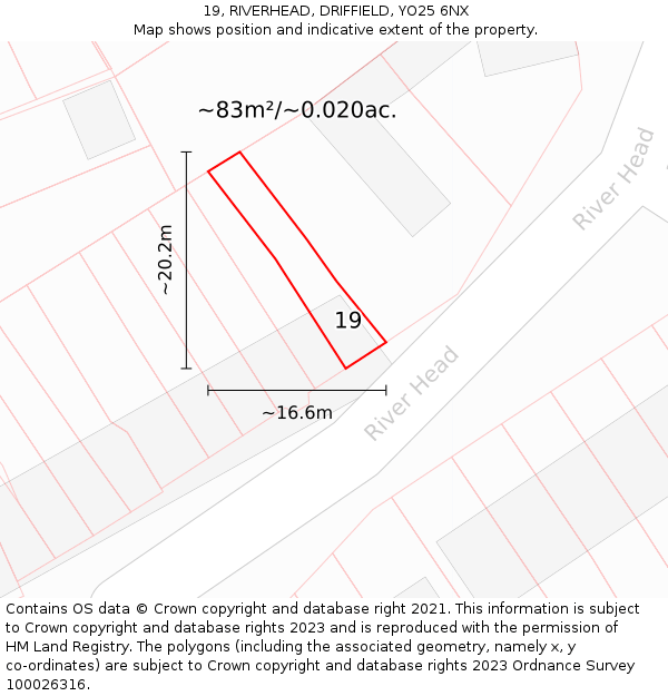 19, RIVERHEAD, DRIFFIELD, YO25 6NX: Plot and title map