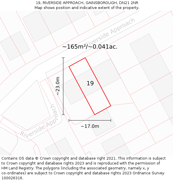 19, RIVERSIDE APPROACH, GAINSBOROUGH, DN21 2NR: Plot and title map